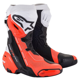 Alpinestars Supertech R Vented 2021 Stiefel schwarz weiss neonrot