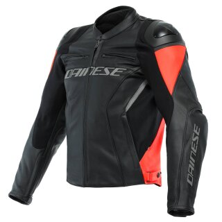 Dainese Racing 4 Motorrad Leder-Jacke schwarz neonrot