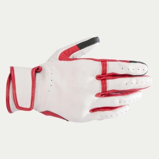 Alpinestars Dyno Motorrad-Handschuh Leder weiß Ruby rot