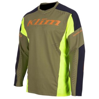 Klim XC Pro Motocross-Hemd neongelb Winter Moss grün