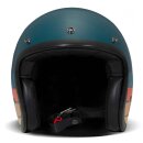 DMD Retro Petrolhead Jet-Helm blaugrün rot gelb