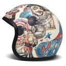 DMD Retro Circus Jet-Helm matt beige blau rot