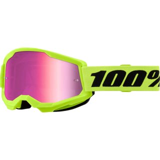 100% Strata 2 Neon grün gelb Crossbrille pink verspiegelt