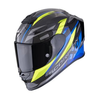Scorpion Exo-R1 Evo Carbon Air Runner Helm schwarz blau neongelb