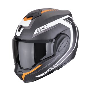Scorpion Exo-Tech Evo Carbon Cosy Klapphelm mattschwarz orange