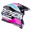 Scorpion VX-16 Evo Air Analog Crosshelm schwarz blau rosa