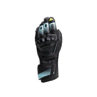 Dainese Fiero Metal Motorrad-Handschuh schwarz türkis neongelb